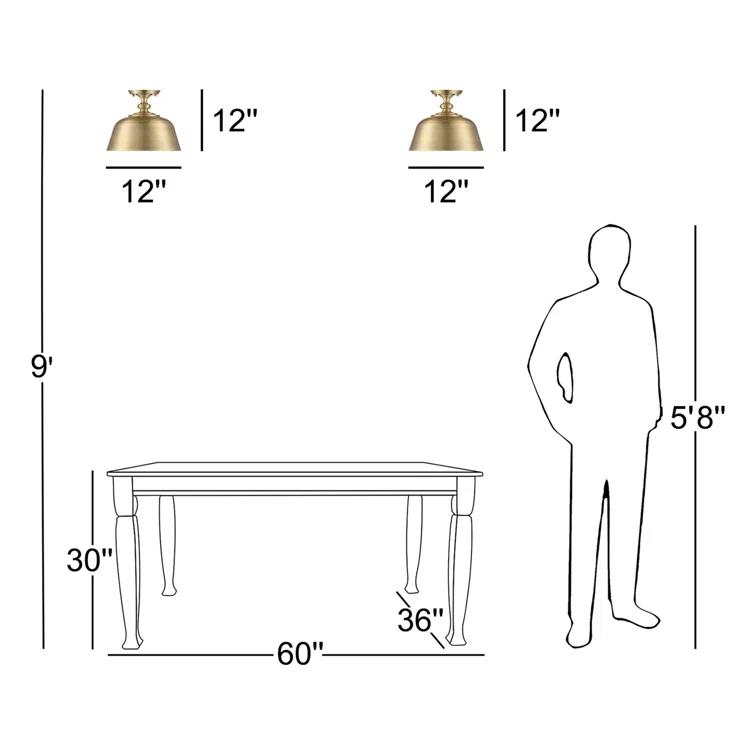 Greyleigh™ Salcombe 1-Light 12'' Simple Dome Semi Flush Mount in Warm Brass