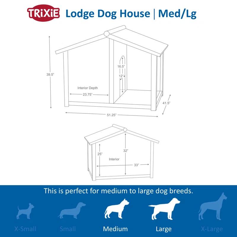 TRIXIE TRIXIE Natura Weatherproof Outdoor Lodge Dog House, Elevated Floor