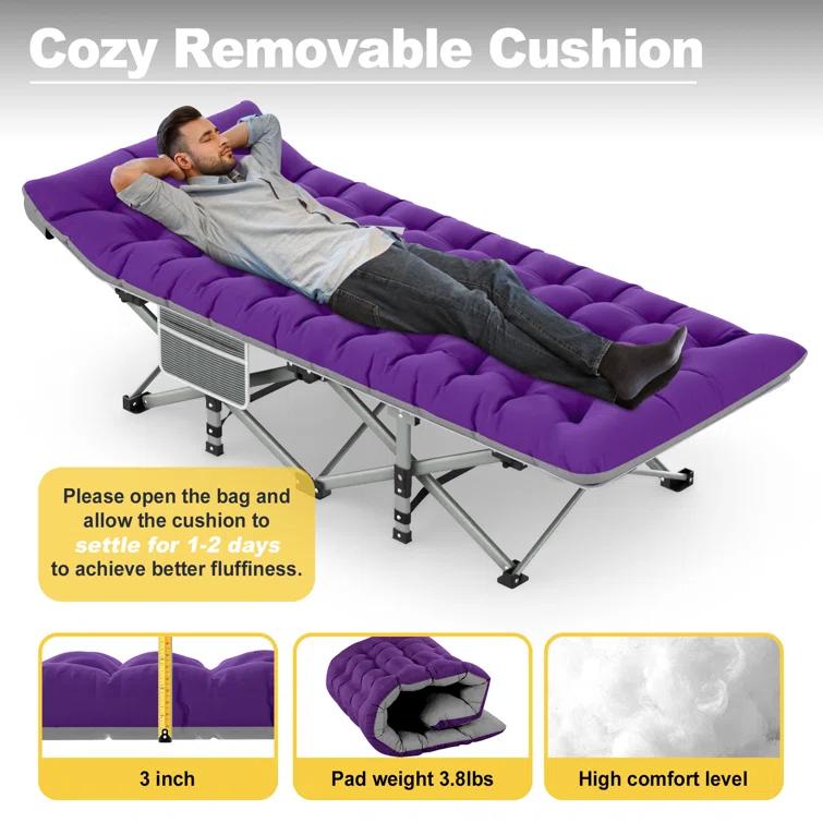 Suteck Folding Camping Cot Portable Outdoor Heavy Duty Sleeping Cot with Mattress and Carry Bag