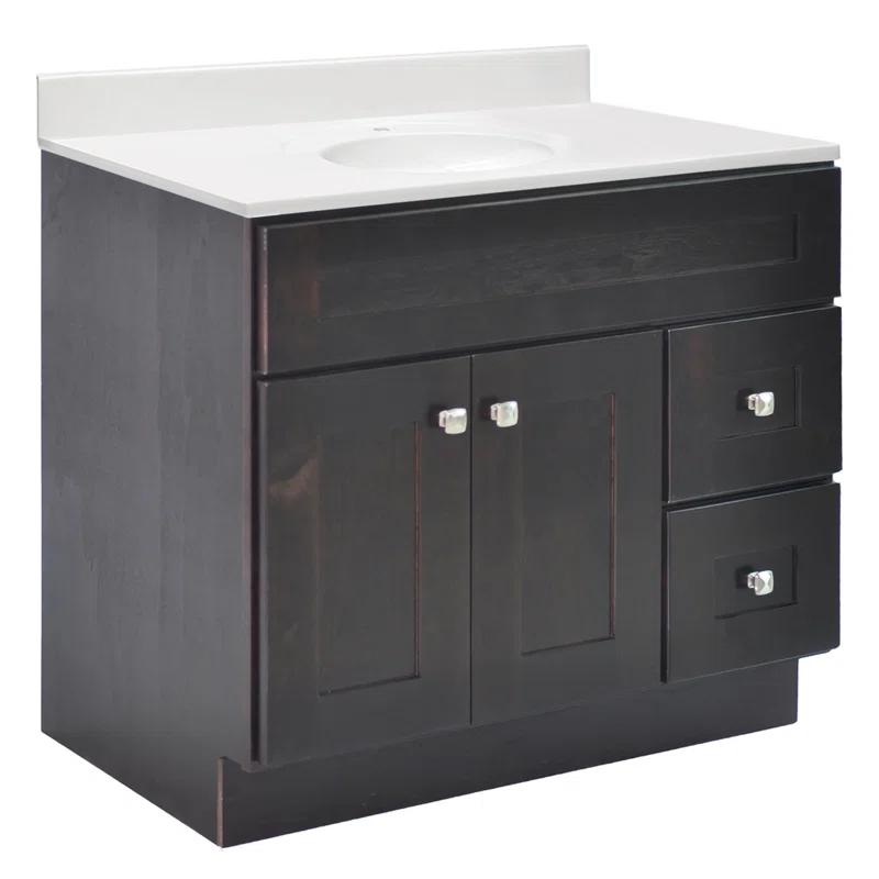 Design House Brookings 36 Inch Bathroom Vanity, Ready to Assemble, Solid Wood, Sherwin Williams – Design House, 587097