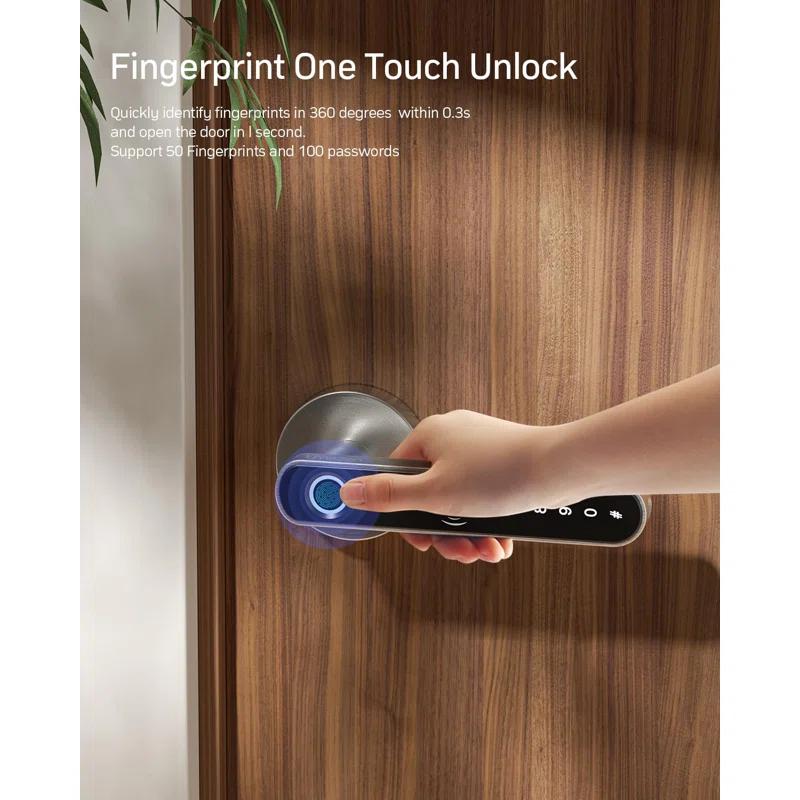 Smart Door Lock Fingerprint, Keyless Entry Door Lock With Handle, APP/IC Cards/Codes/Keys/Fingerprints Biometric Electronic Keyless Entry Lock For Bedroom Home Hotel Office