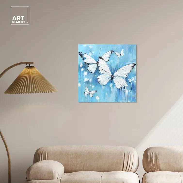 Art Remedy Art Remedy Textured Blue Butterflies Framed Butterfly 56175