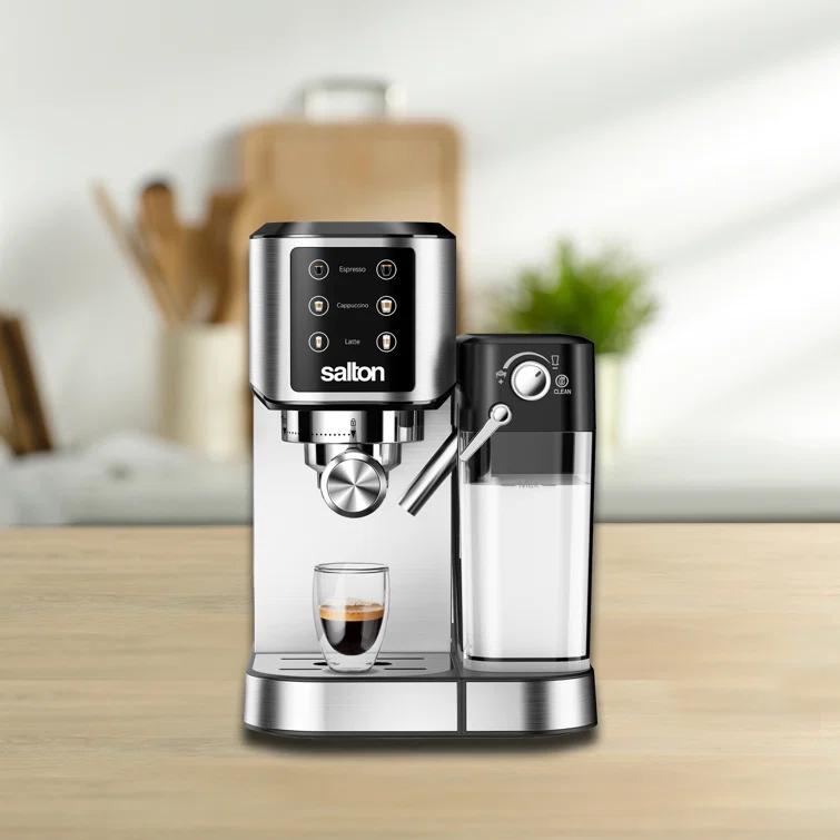 Salton Salton 3-in-1 Espresso, Cappuccino & Latte Machine with Milk Removable Container