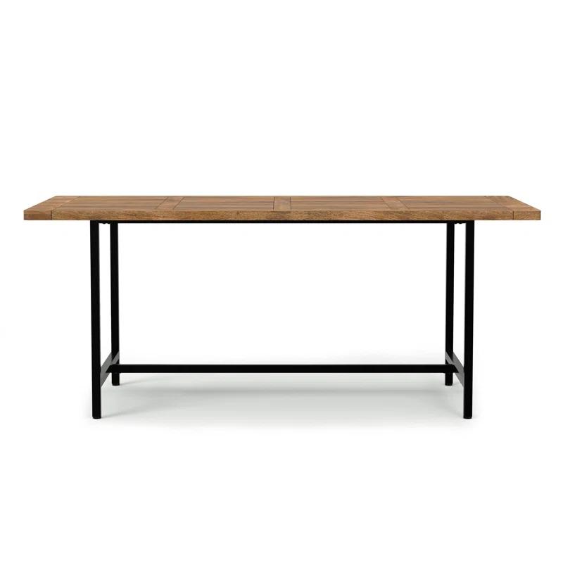 Simpli Home Campbell 72"W Mango Wood Industrial Dining Table, Powder-Coated Metal Base, Rectangle