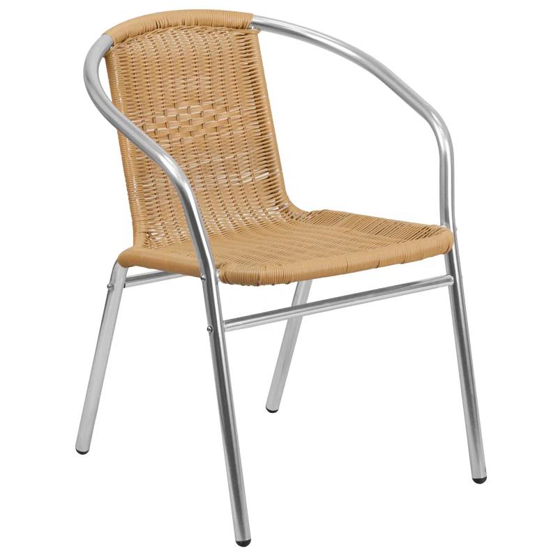 Flash Furniture 27.5'' Square Aluminum Indoor-Outdoor Table Set with 4 Rattan Chairs