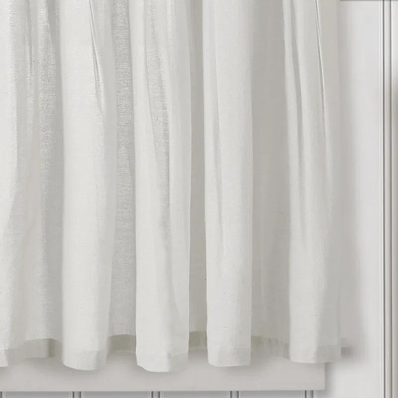 Lush Decor Linen Button Cotton Blend Tailored 29'' W Cafe Curtain (Set of 2)