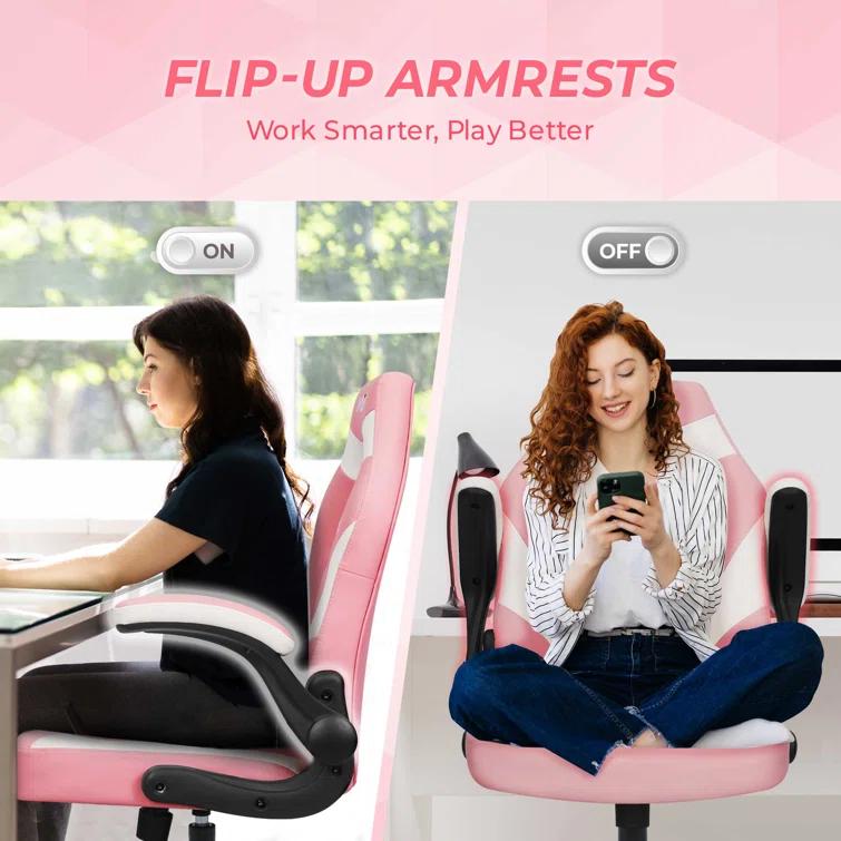 Neo Chair N-GEN Adjustable Ergonomic Faux Leather Swiveling PC & Racing Game Office Desk Chair with Flip-Up Arms