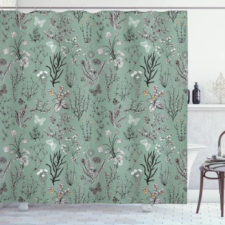 Ambesonne Floral Shower Curtain with Hooks Included
