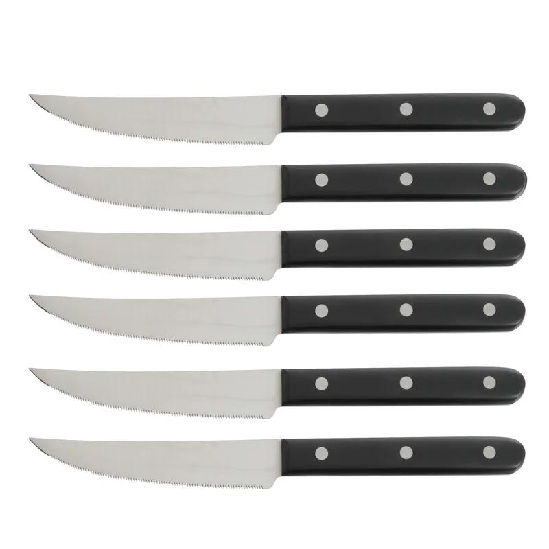 14-Piece Black Stainless Steel Knife Set with Acacia Block