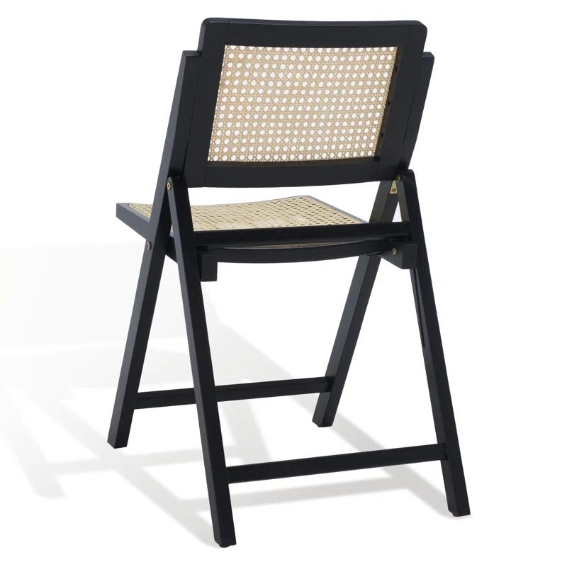 SAFAVIEH Couture Desiree Modern Cane Solid Folding Dining Chair, Black/Natural (Set of 2)