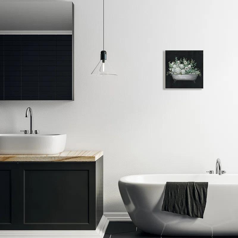 Stupell Industries " Vintage Clawed Bathtub Botanical White Flower Bouquet " by Nan