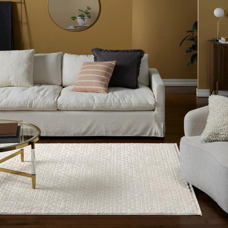Town & Country Living TOWN & COUNTRY LUXE Tretta Modern Geo Area Rug with Plush High-Low Texture, Ivory
