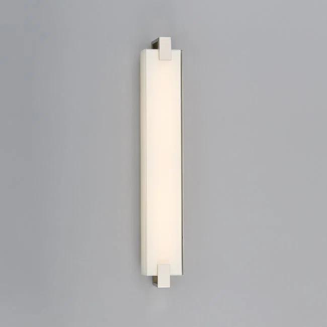 Bliss 22" Nickel LED Bath Bar with White Mitered Glass