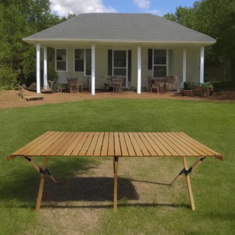 Multi-Function Wooden Foldable Portable Patio Dining Table, Naturalindoor And Outdoor Universal ,Natural