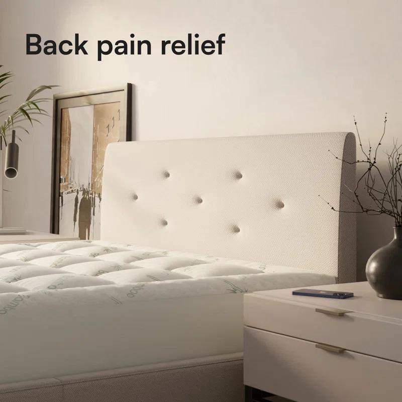 White Noise Rayon From Bamboo Queen Mattress Topper, Thick Cooling Breathable Pillow Top Mattress Pad For Back Pain Relief,(Green/Queen)