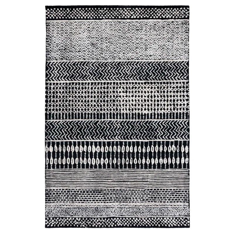 Foundry Select Glamour Hand Tufted Viscose/Wool Southwestern Rug in Ivory/Black
