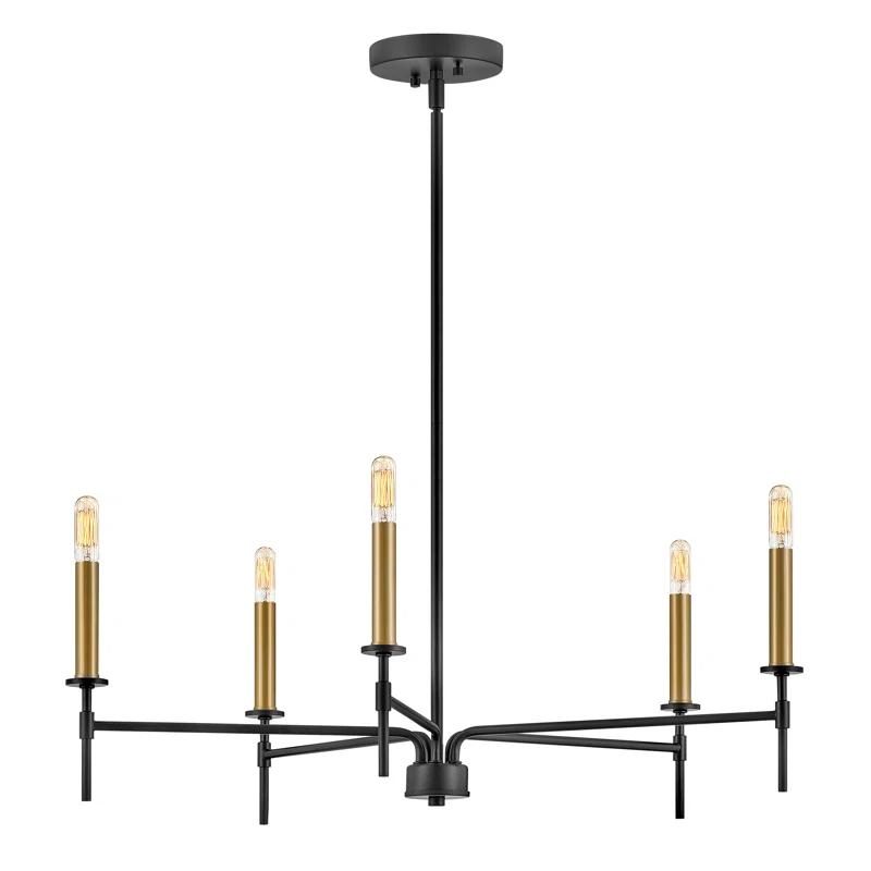 Lark Hux 5 - Light Fabric Dimmable Modern Linear Chandelier