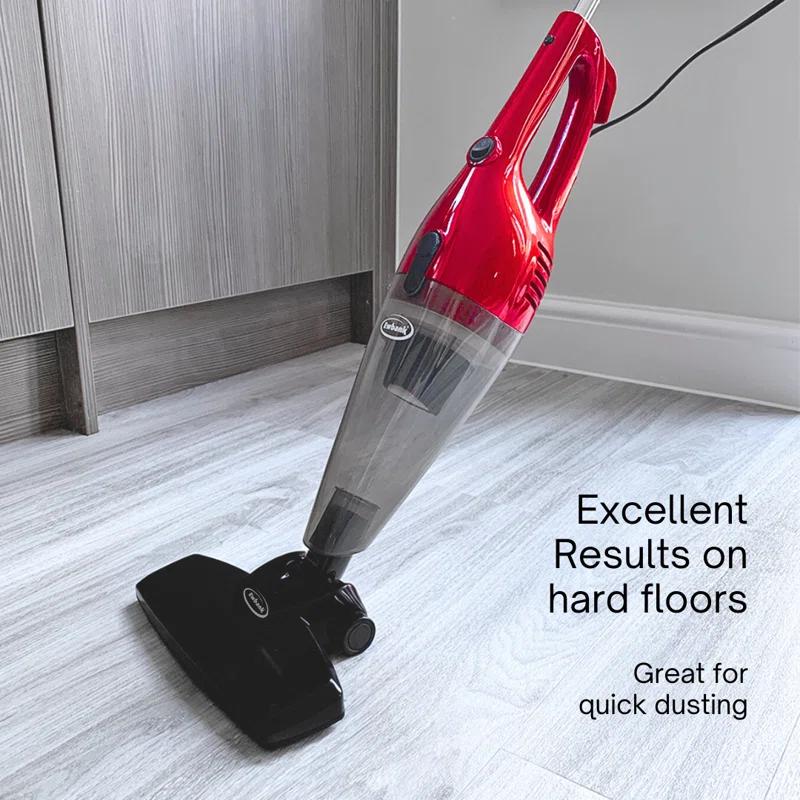 Ewbank Chilli Tempest 2-in-1 Vacuum Cleaner, Stick & Handheld, with 6 Attachments, Small, Lightweight (3 lb.), 600W, .5L Capacity, Red