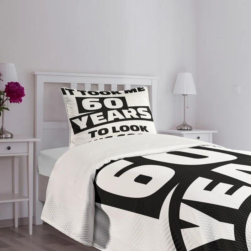 Ambesonne Ambesonne Black White Bedspread Set Slogan Party Words Black and White
