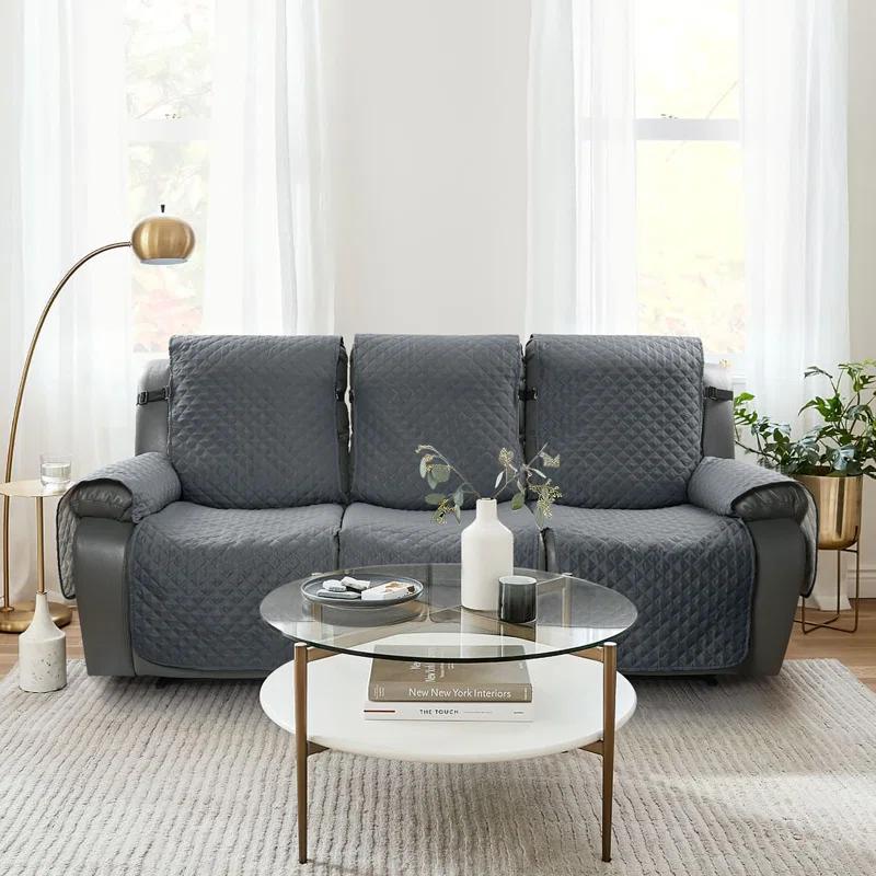Latitude Run® Box Cushion Recliner 3 Seater Sofa Slipcover, Non-Slip Pet Reclining Couch Cover with Pockets Furniture Protector