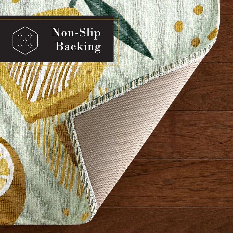 Town & Country Living TOWN & COUNTRY Living Livie Fresh Lemon Everwash Washable Non-Slip Backing Kitchen Runner Rug