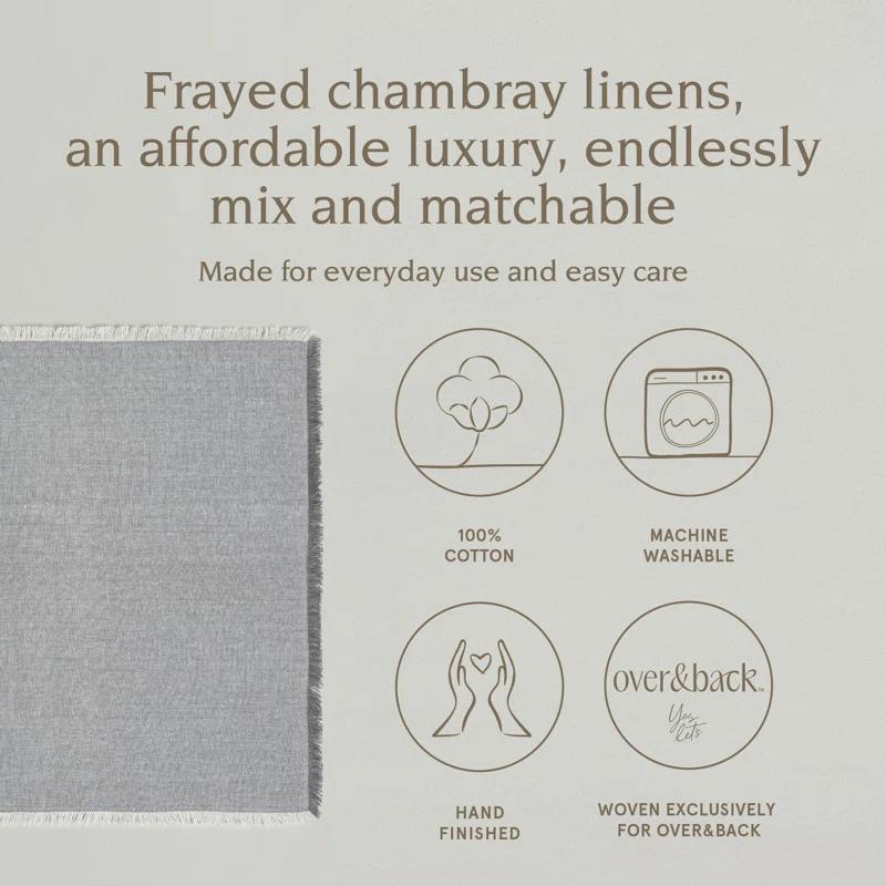 over&back over&back Woven Frayed Chambray Cotton Cloth Napkins