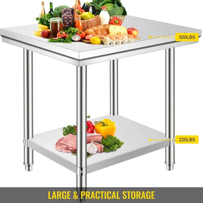VEVOR VEVOR Stainless Steel 24'' W x 31.5'' H Adjustable Work Table