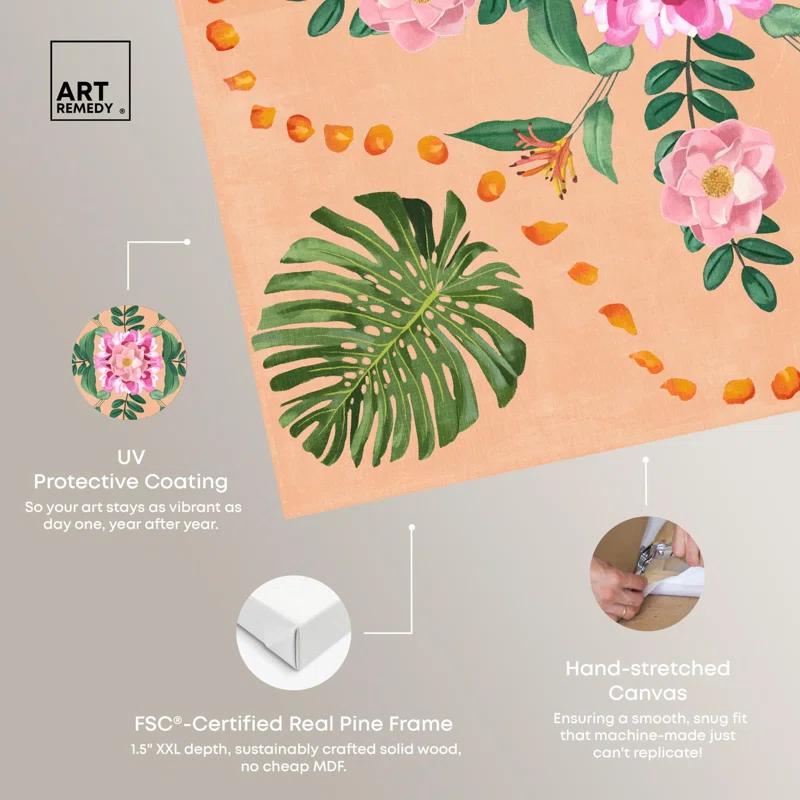 Art Remedy Floral Reef Pink Canvas Boho Maximalist Wall Art by Art Remedy