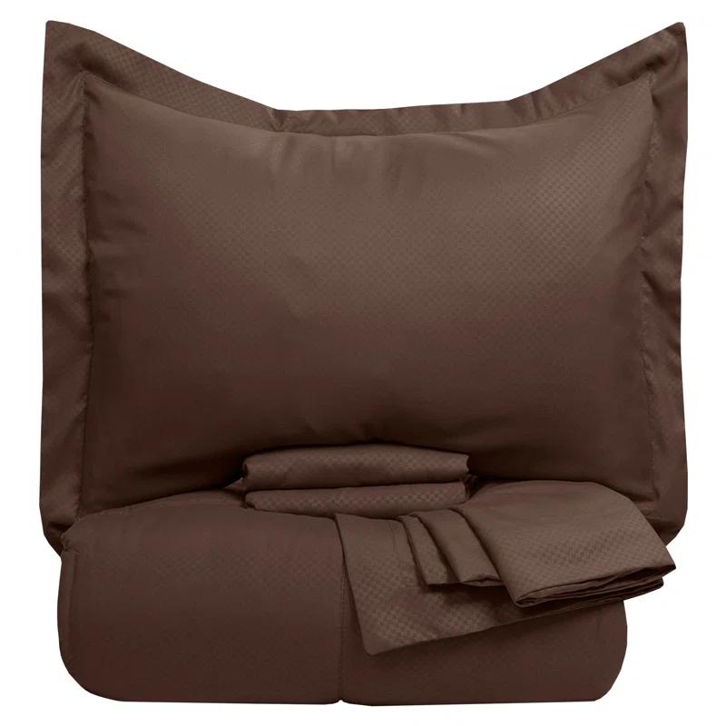 Sweet Home Collection Checkered Embossed Bed In A Bag Comforter Set