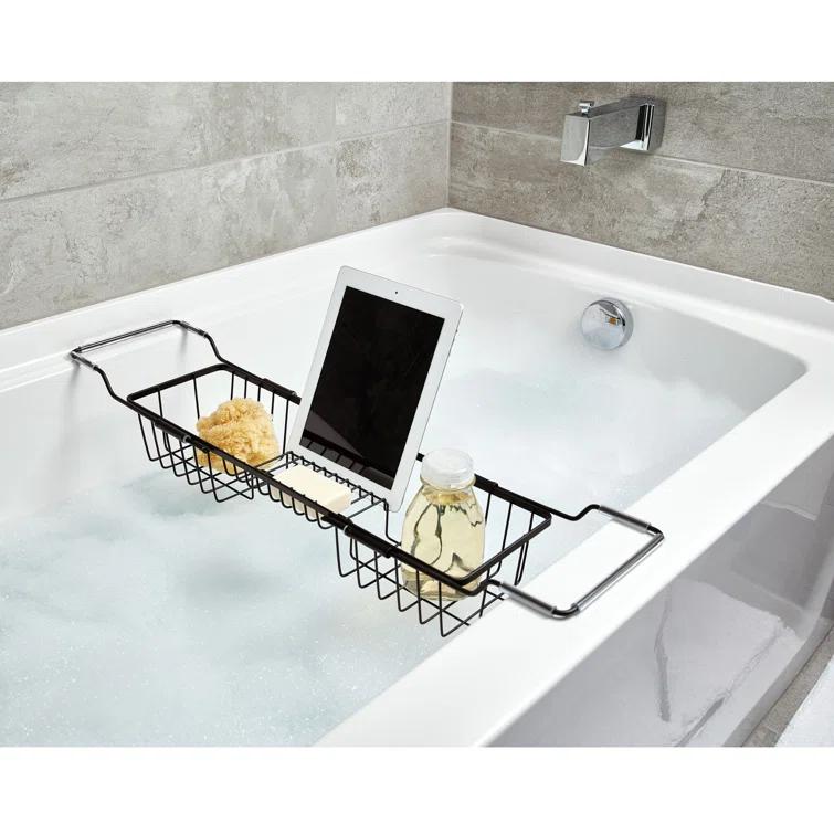 iDesign iDesign Everett Metal Adjustable Over the Tub Caddy 22.55" x 6.7" x 4.41", Matte Black