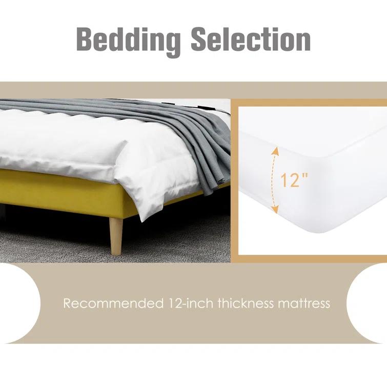 Wade Logan® Eriksay Low Profile Upholstered Platform Bed with Wingback Headboard