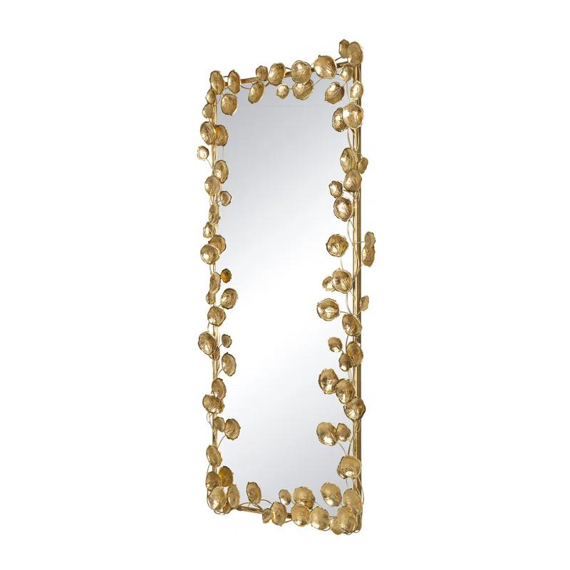 Rosdorf Park 61" X 31" Full Length Mirror With Golden Leaf Accents, Floor Miiror For Living Room Bedroom