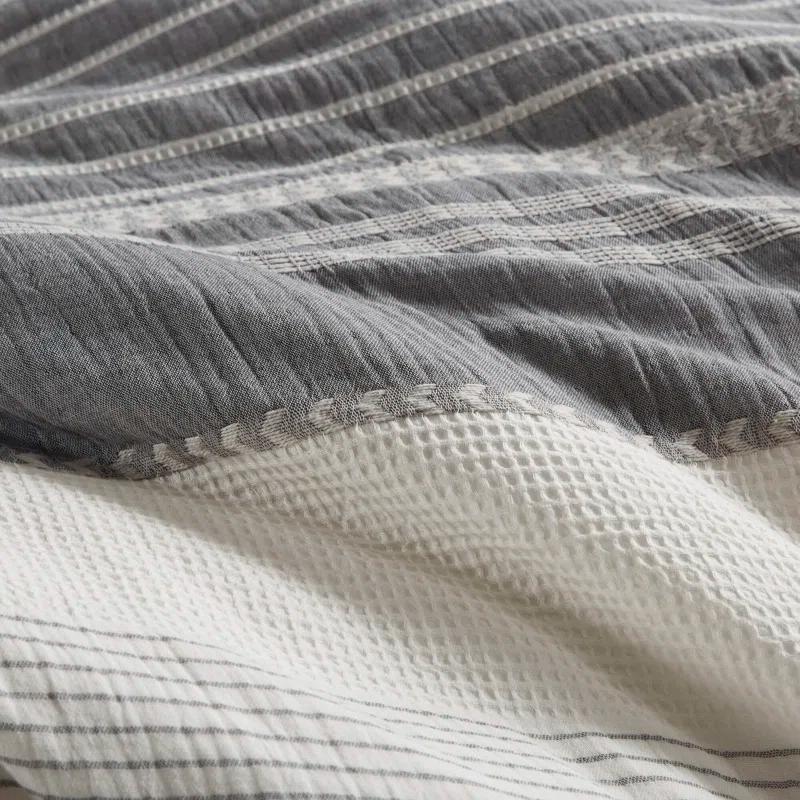 Murphy Oversized Cotton Jacquard Comforter Set With Euro Shams And Throw Pillows