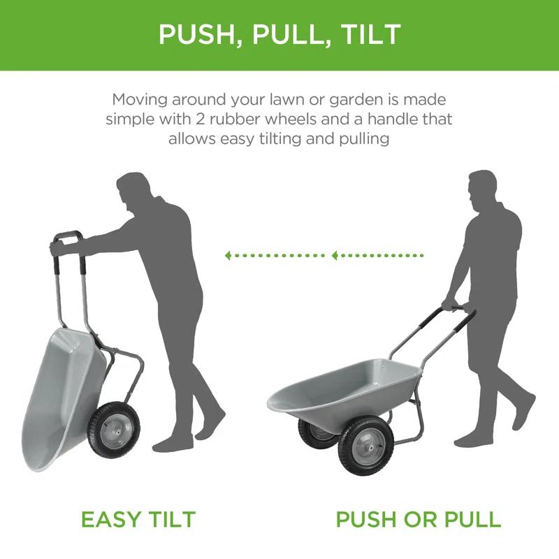 Best Choice Products Best Choice Products Dual-Wheel Home Wheelbarrow Yard Garden Cart For Lawn, Construction