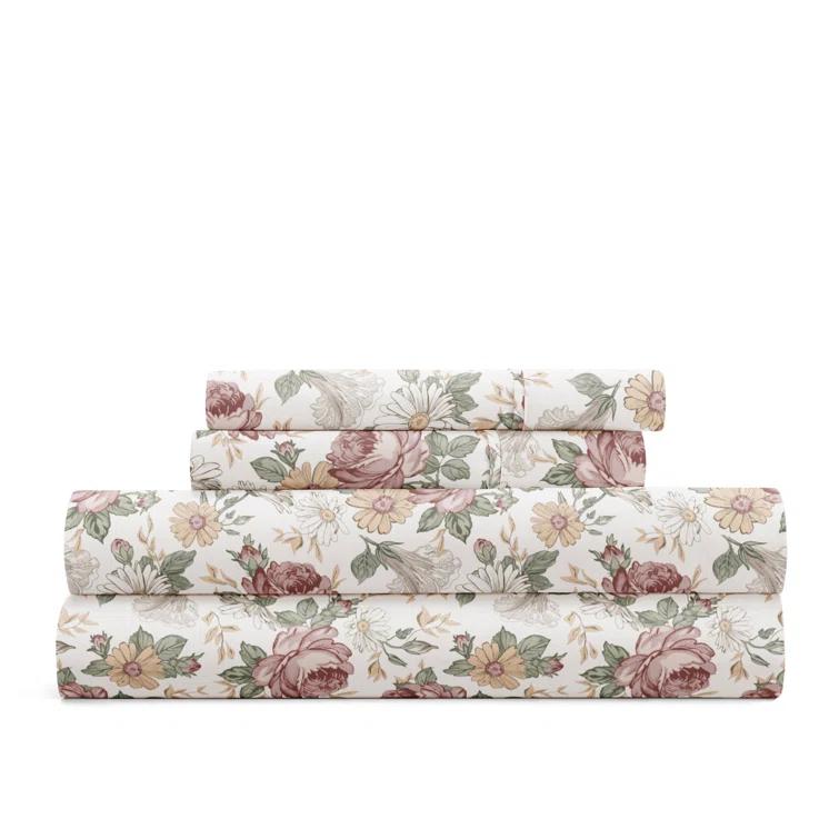 IEnjoy Home 4 Piece Sheet Set Patterned Microfiber Ultra Soft Bedding in Floral Dream & Reviews | Wayfair