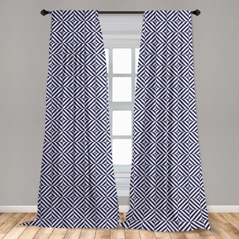 Ambesonne Geometric Semi-Sheer Rod Pocket Curtain Panels (Set of 2)