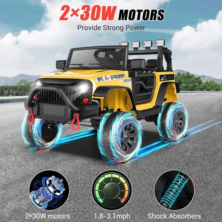 Ancheer Alex 24V Electric Ride on Jeeps for Kids, Ride On Car Truck with Remote Control, Battery Power Car Wheels for Kids w/LED Lights, Bluetooth, Music, 3 Speeds, 24 Volt Ride on Toys for Boys and Girls