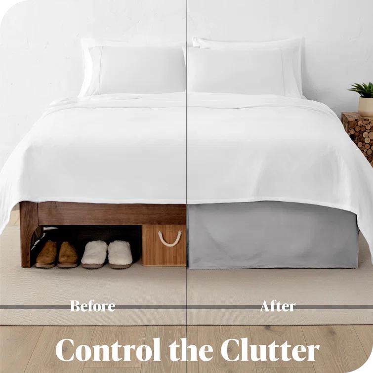 Bare Home Tailored 15" Pleated Bed Skirt