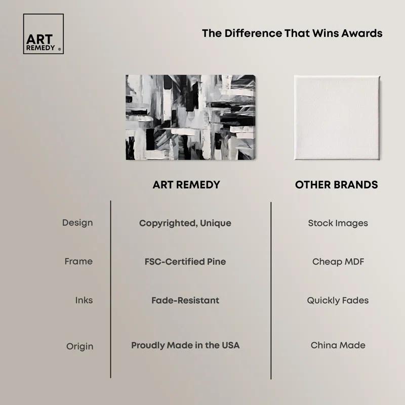 Art Remedy Melosa Canvas Modern Black White Abstract Wall Art by Art Remedy