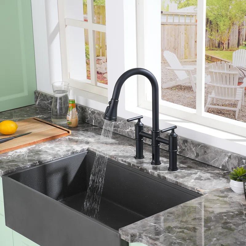CASAINC 1.8 GPM Single-Handle Spring Pull-Down Kitchen Faucet Single Hole Faucet