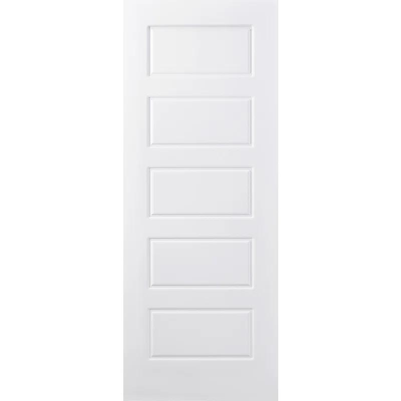 Nova Hardware 5-Panel Soft White Laminated Traditional Interior Door Slab Only