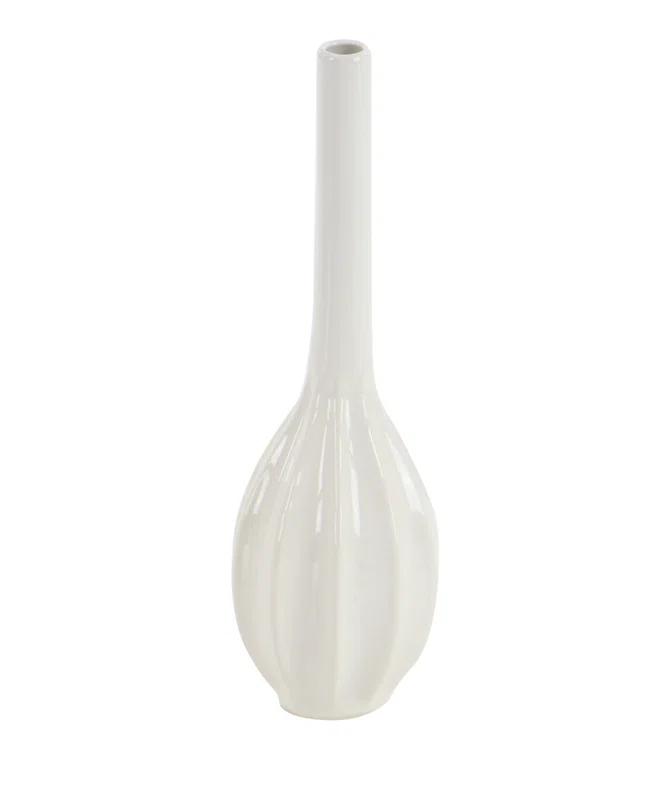 Ceramic Slim Textured Bottleneck Decorative Vase with Varying Patterns Set