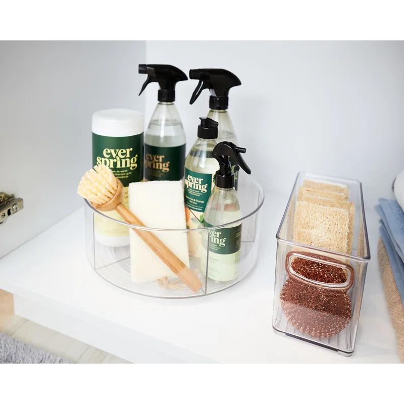 iDesign iDesign Recycled Plastic Divided Lazy Susan Turntable Organizer, Pantry, Bathroom, General Storage and More, The Linus Collection - 11.5", Clear