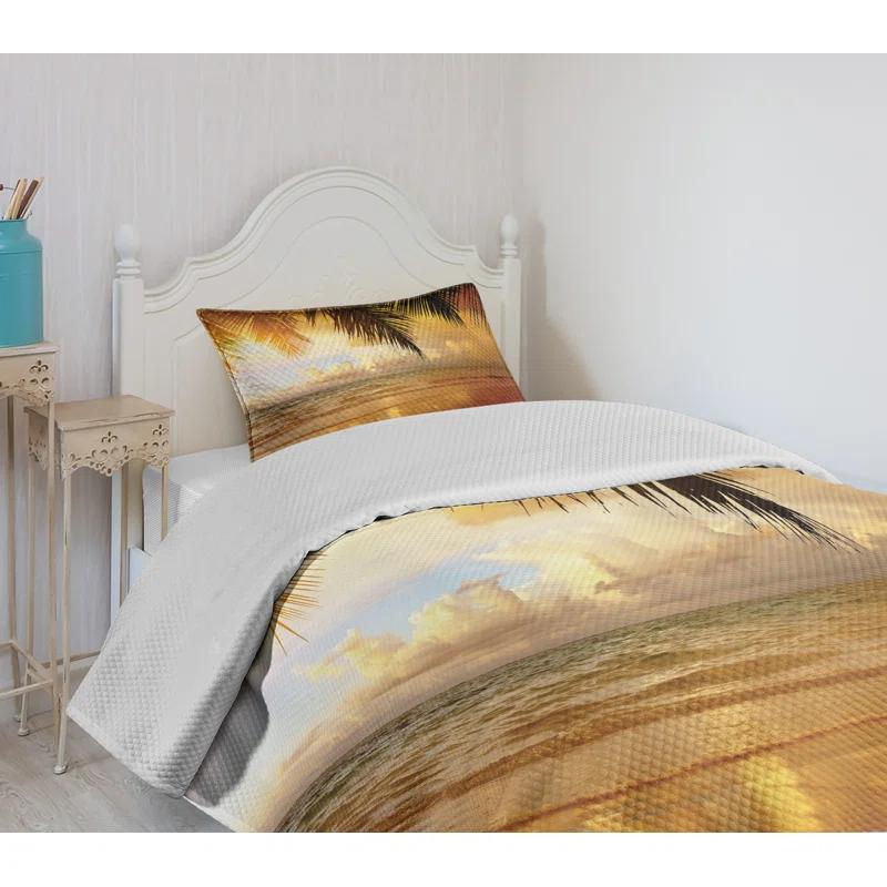 Ambesonne Ambesonne Beach Bedspread Sunset Caribbean Palms