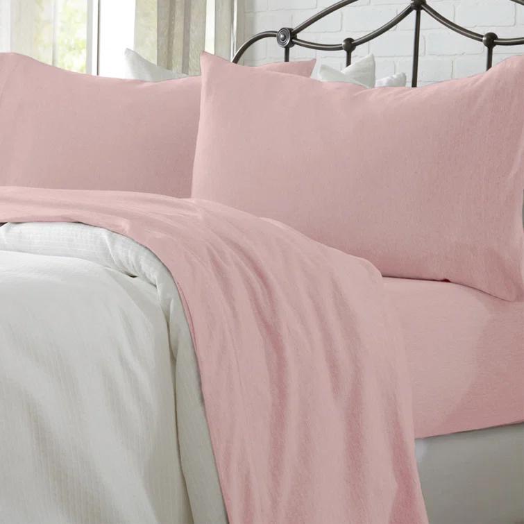 FreshFolds Ultra-Soft Cotton Heathered Melange Jersey Knit Sheet Set