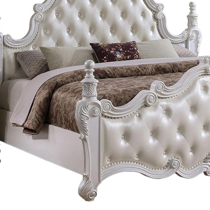 Benjara Moni Bed, Tufted Classical Upholstery