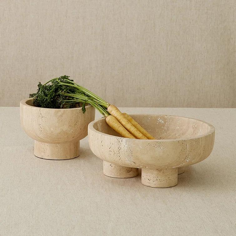 Studio A Home Priory Low Bowl-Travertine