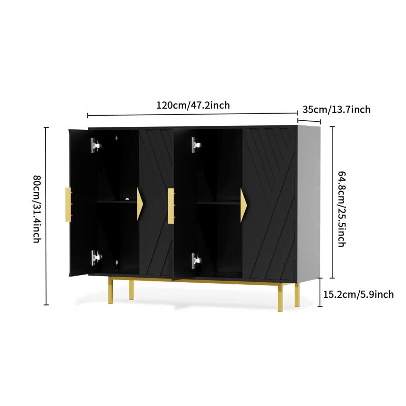 Mercer41 47.2" Accent Cabinet With 3D Geometric Doors