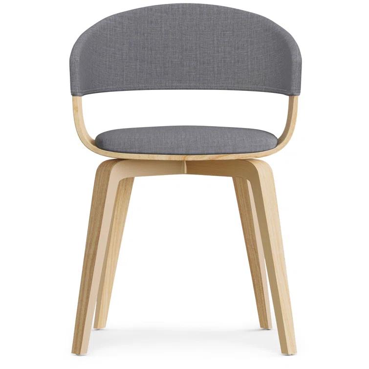 Lowell Bentwood Upholstered Dining Chair with Curved Backrest in Mid-Century Modern Style
