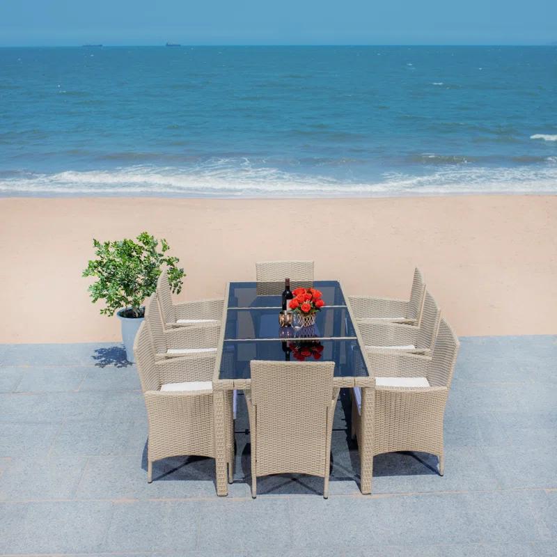 Safavieh Hailee 8 - Person Rectangular Outdoor Dining Set with Cushions